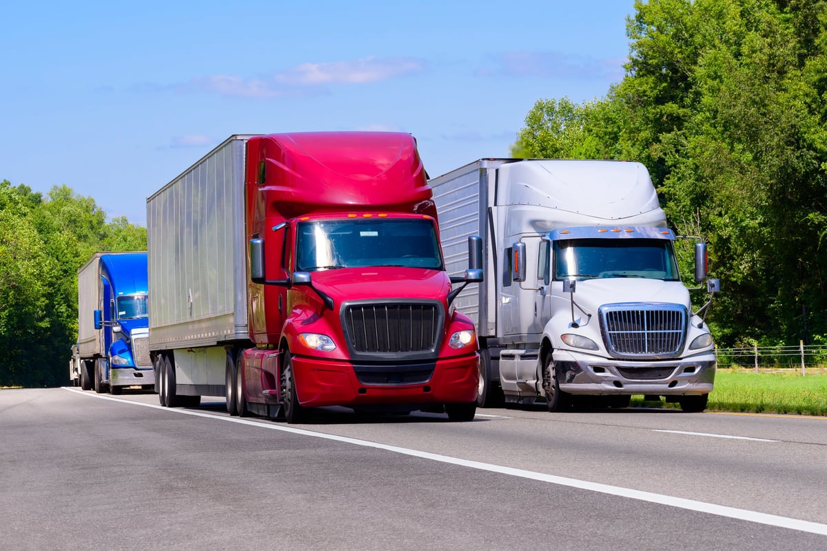 Truck fleet on interstate highway