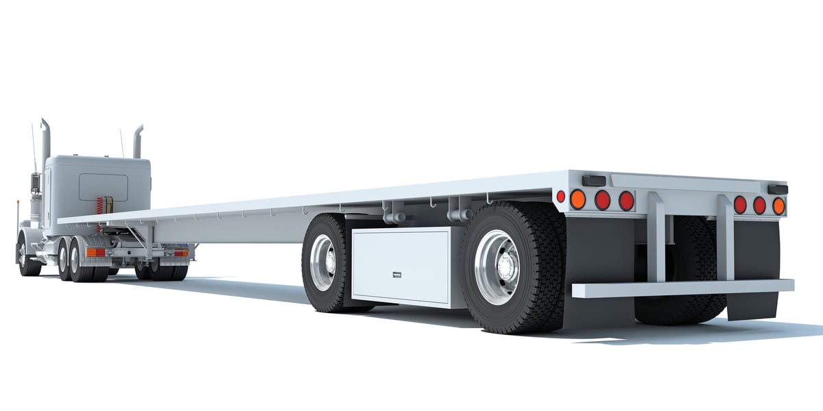 White Truck with Flatbed Trailer for hot shot services